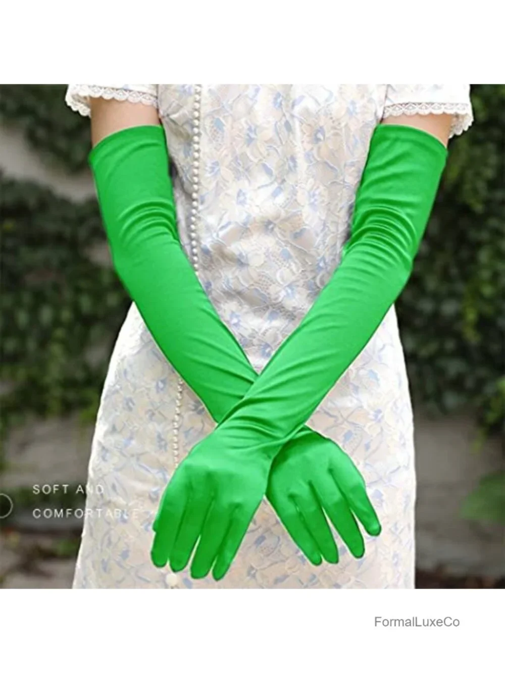 Elbow Length Satin Opera Gloves Women Vintage Party